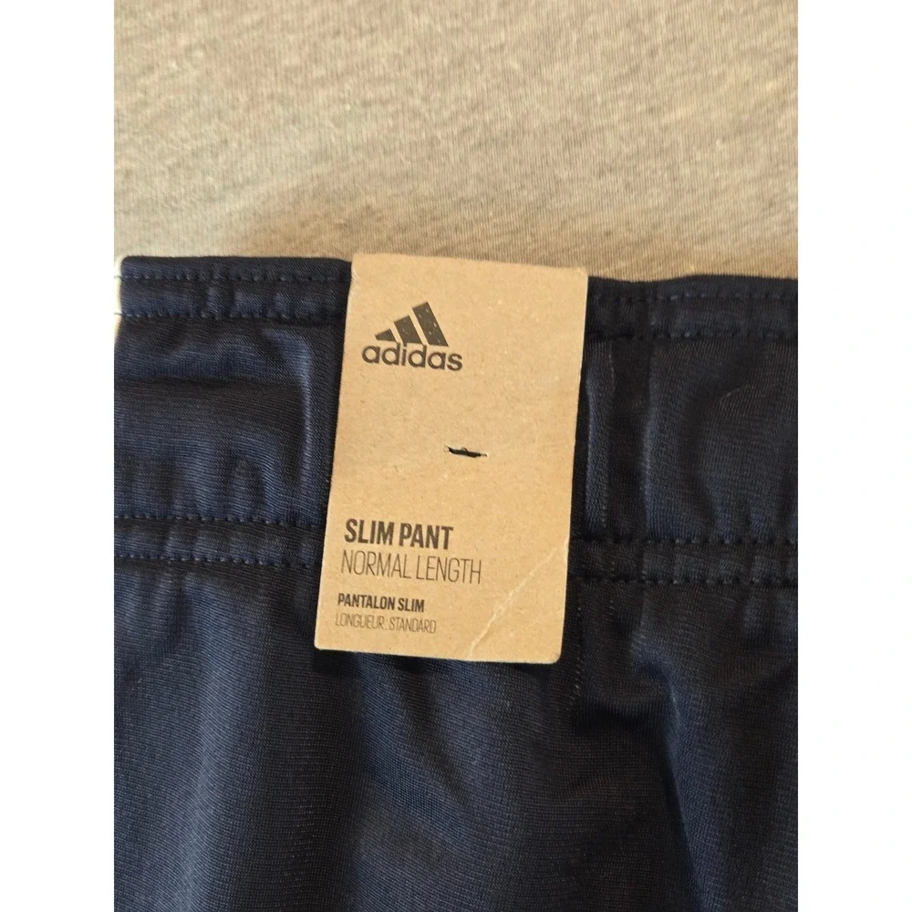 Adidas Track Pants Mens 4X Navy Blue 3-Stripes Slim Fit Tricot Athletic NWT
